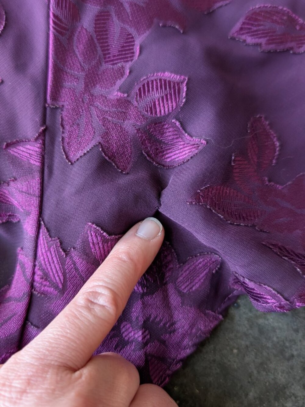 Vintage Solange Purple Floral Jacquard Sheer Romper Lingerie Nightie size 18/20 - Picture 4 of 7